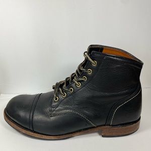 Fry Logan Cap Toe Boots Black Leather Men’s Size 10.5